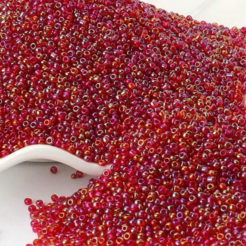 Translucent AB Red Tiny Miyuki Delica seed beads, 2mm 12/0 preciosa japanese small glass beads, Iridescent Austria round beads, 1000pcs 