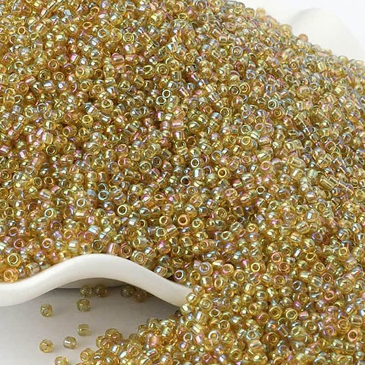 Translucent AB Yellow Miyuki Delica seed beads, 2mm 12/0 preciosa japanese small glass beads, Iridescent Austria round beads, 1000pcs 