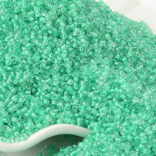 Transparent green Lined japanese seed beads, 2mm 12/0  toho Miyuki Delica small glass beads, Austria round beads, Clear, 1000 pcs 