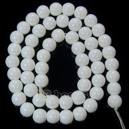 White Coated Czech Glass Pearl Smooth Round Beads, 4-16mm 