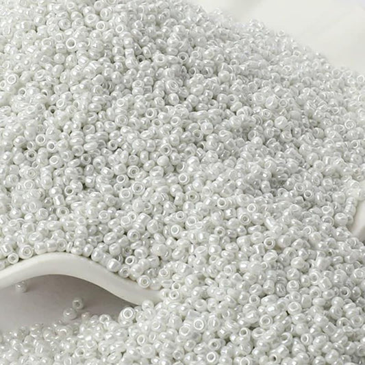 White gray round japanese seed beads, Miyuki Delica small glass beads 2mm 12/0 1000 pcs 