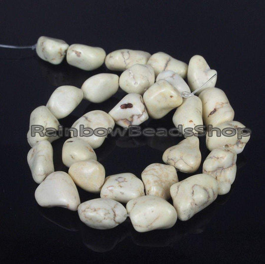 White Howlite Freeformed Nugget Beads, 8x12mm 13x18mm 10x14mm 