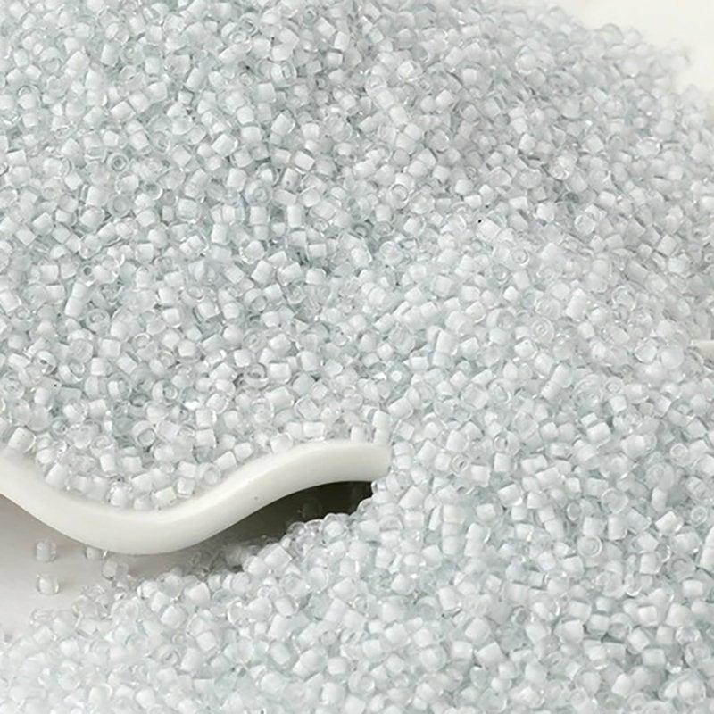 White Lined Transparen japanese seed beads, 2mm 12/0  Miyuki Delica small glass beads, Austria round beads, Clear, 1000 pcs 